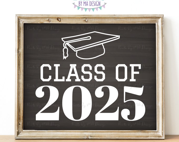 Class of 2025 Sign, High School Graduation in 2025, College Grad, PRINTABLE 8x10/16x20” Chalkboard Style 2025 Photo Prop Sign <ID>