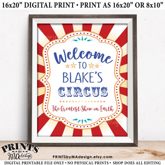Welcome to the Carnival Sign, Carnival Birthday Party, PRINTABLE  8x10/16x20” Carnival Welcome Sign