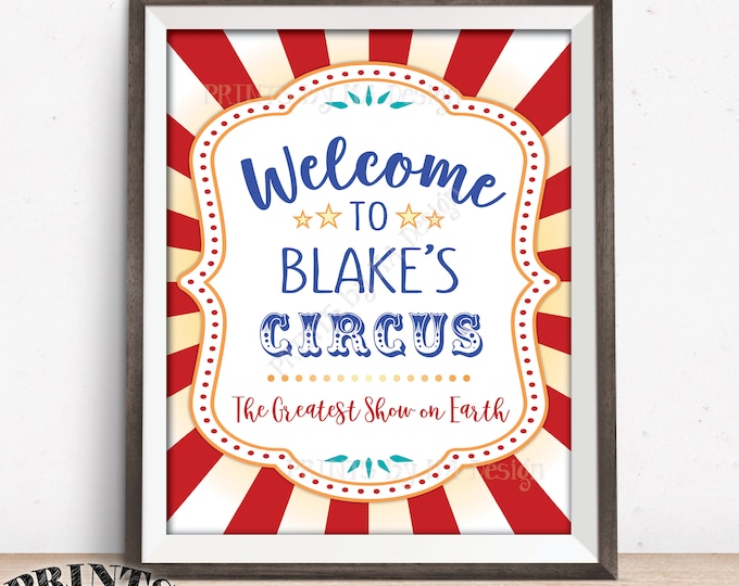 Circus Welcome Sign, Welcome to the Circus Theme Party Sign, Greatest Show on Earth, Carnival Party, Birthday, PRINTABLE 8x10/16x20” Sign