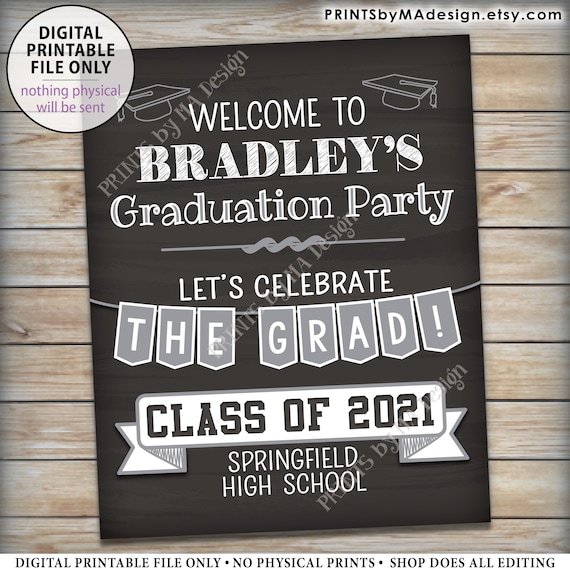 Graduation Party Decorations Congratulations Graduate Sign PRINTABLE 16x20\u201d Chalkboard Style Sign Future College