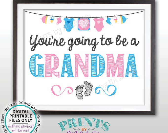 Pregnancy Announcement, You're Going to be a Grandma, We're Pregnant, Expecting a Child, PRINTABLE 8x10/16x20” Baby Reveal Sign/Card <ID>