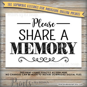 Share a Memory or Birthday Wish, Share a Memory Card, Please Leave a Memory, Wishes Birthday Party Decor, 4x6 Printable Instant Download image 4