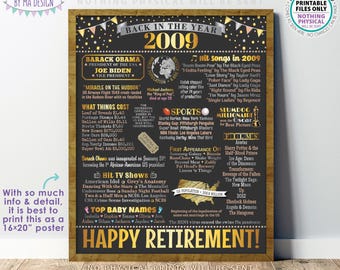 Back in 2009 Retirement Party Sign, Flashback to 2009 Poster Board, PRINTABLE 16x20 ” Retirement Party Decoration <ID>