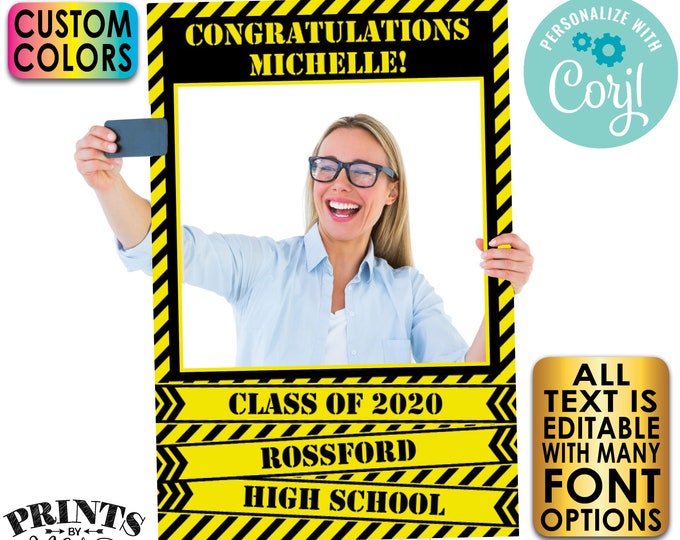 Quarantine Selfie Frame, Editable Photo Selfie Station, Custom PRINTABLE 24x36” Digital File, Graduation Party <Edit Yourself w/Corjl>