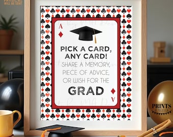 Playing Cards Graduation Party Well Wishes Sign, Pick a Card and Write a Message, Best Wishes for the Grad, PRINTABLE 8x10/16x20” Sign <ID>