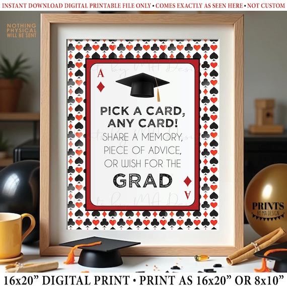 Playing Cards Graduation Party Well Wishes Sign, Pick a Card and Write a  Message, Best Wishes for the Grad, PRINTABLE 8x10/16x20 Sign <id> - Etsy