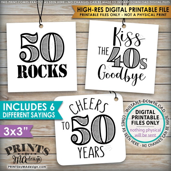 50th Birthday Party Candy Signs, Candy Bar, 50 Sucks Blows Rocks