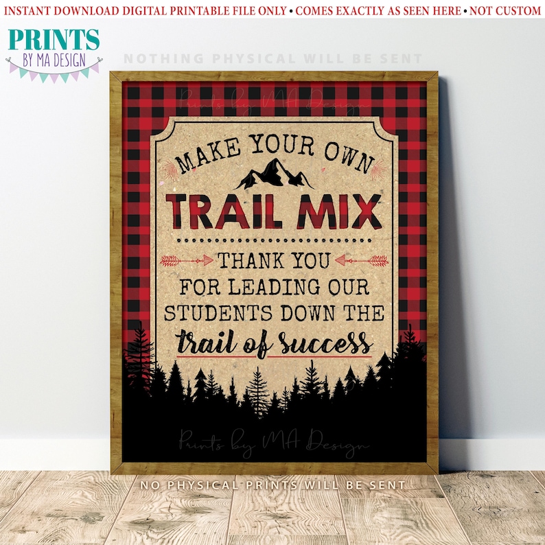 Teacher Appreciation Trail Mix Sign, Make Your Own Snack, Red & Black ...