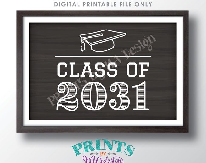 Class of 2031 Sign, High School Graduation 2031 Sign, First Day of School, Future Graduate 2031, PRINTABLE 24x36” Chalkboard Style Sign <ID>