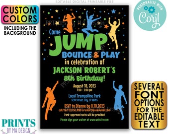 SALE! Jump Birthday Invitation, Editable Invite, Trampoline Park, Bounce House, Custom PRINTABLE 5x7" Digital File <Edit Yourself w/Corjl>