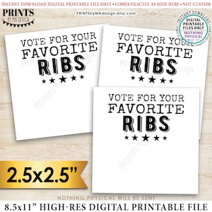 Rippen-Abstimmungskarten, Lieblings-Barbeque-Cook-Off-Abstimmungsstimmen, 2,5-Zoll-Quadratkarten auf einer digitalen DRUCKBARE 8,5 x 11-Zoll-Datei <Instant Download>