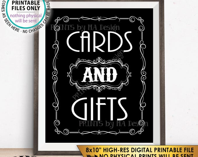 Cards & Gifts Sign, Cards and Gifts Whiskey Birthday, Better with Age Vintage Whisky Decor, Black and White PRINTABLE 8x10” Gifts Sign <ID>