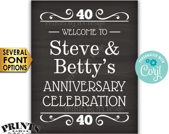 Welcome to the Anniversary Celebration, Anniversary Party Decor, Custom PRINTABLE 16x20” Chalkboard Style Sign <Edit Yourself with Corjl>