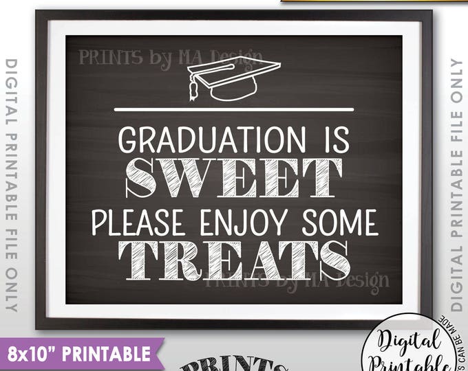 Graduation is Sweet Please Enjoy Some Treats, Sweet Treats Graduation Party Sign, Candy, 8x10” Chalkboard Style Printable Instant Download