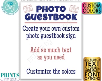 Editable Camera Sign, Selfie Station, Hashtag, Photo Guestbook, Photo Booth, Custom PRINTABLE 8x10/16x20” Sign <Edit Yourself with Corjl>