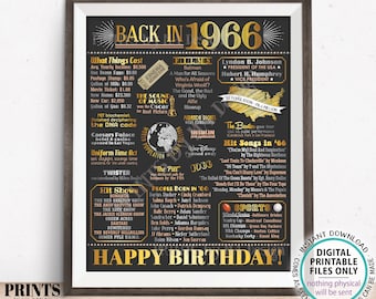 Back in the Year 1966 Birthday Sign, Flashback to 1966 Poster Board, ‘66 B-day Gift, Bday Decoration, PRINTABLE 16x20” Sign <ID>