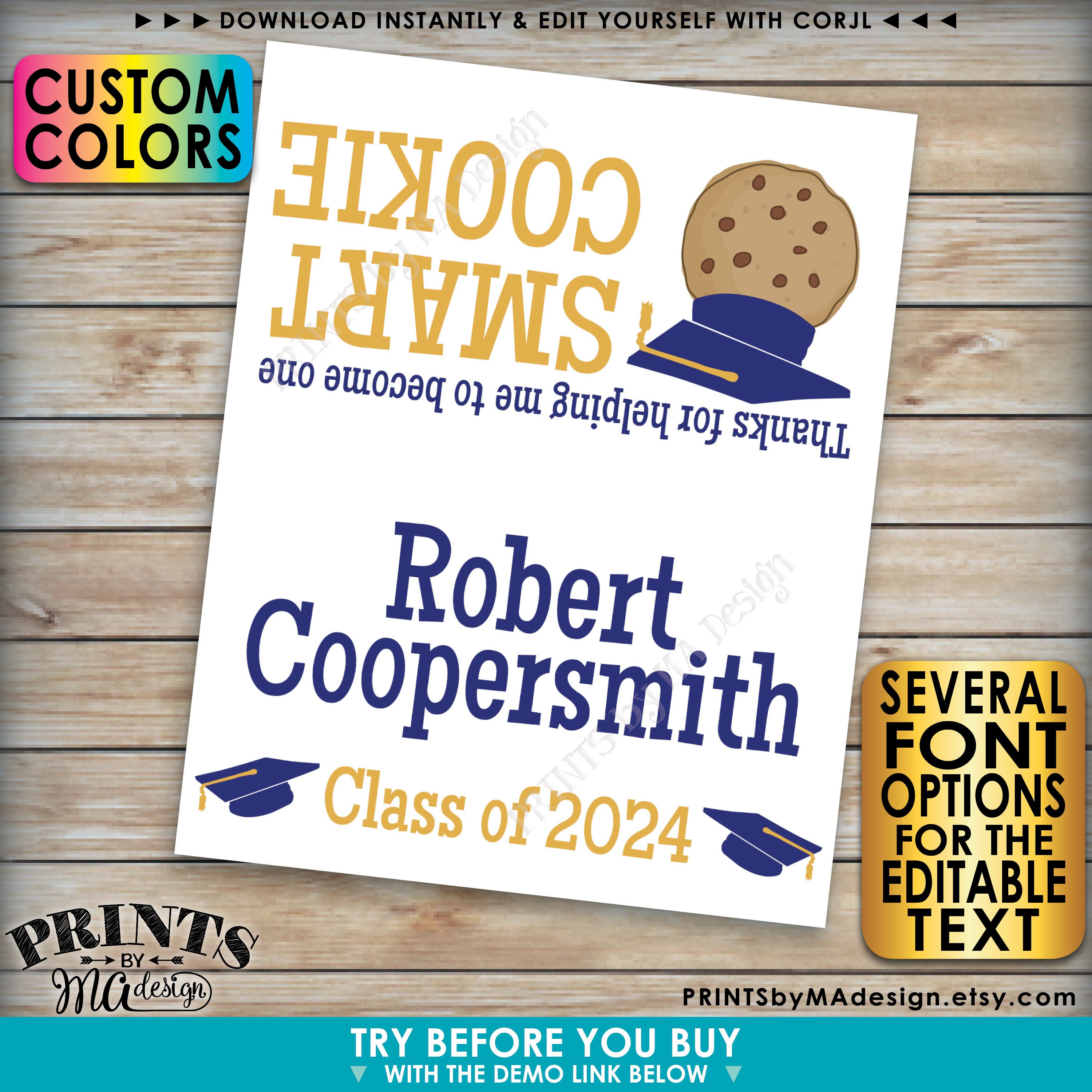 One Smart Cookie Graduation Goodie Bag Labels Grad Party Favors