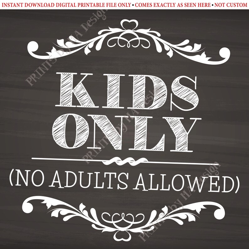 Kids Only No Adults Allowed Sign Activities for Kids Table | Etsy