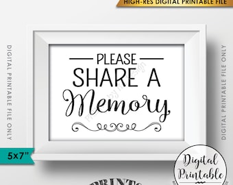 Share a Memory Sign, Share Memories, Please Write a Memory Card, Graduation, Birthday Party, PRINTABLE 5x7” Instant Download Digital File