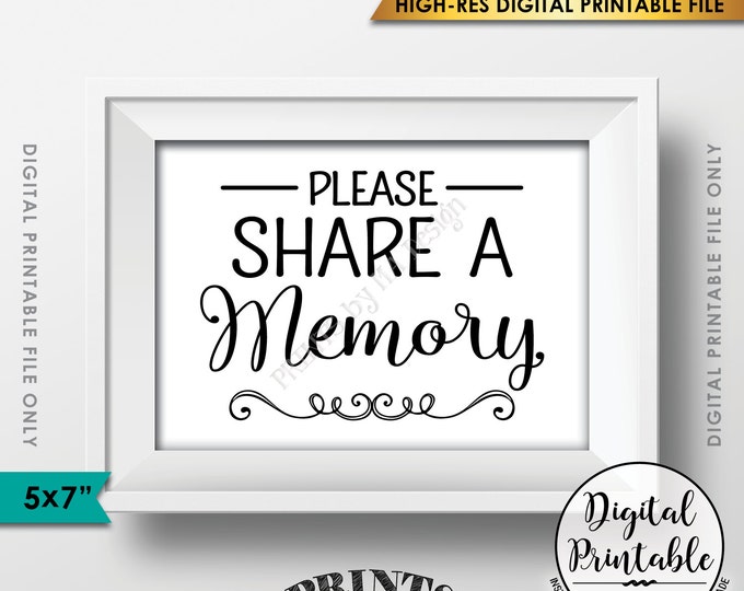 Share a Memory Sign, Share Memories, Please Write a Memory Card, Graduation, Birthday Party, PRINTABLE 5x7” Instant Download Digital File