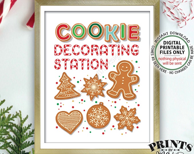 Cookie Decorating Station Sign, Decorate Christmas Cookies Sign, Cookie Baking Party, Holiday Treat Party, PRINTABLE 8x10” Cookie Sign <ID>