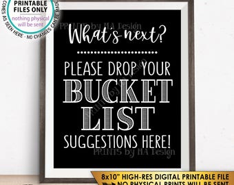 Bucket List Suggestions Sign, Retirement, Graduation, Bon Voyage, Birthday, Wedding Sign, Black & White PRINTABLE 8x10” Instant Download