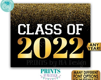 Class Of Any Year Editable Sign, Graduation Party High School Reunion, Custom PRINTABLE Black/Gold 8x10/16x20” Sign <Edit Yourself w/Corjl>