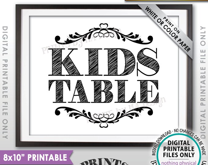 Wedding Kids Table Sign, Reception Activities for Kids Table Sign, Kids Activities, Kids Only, PRINTABLE 8x10” Instant Download Wedding Sign