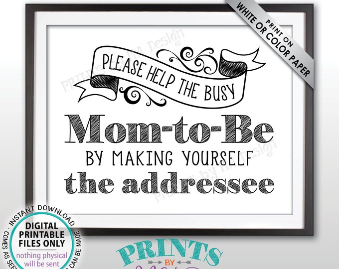 Baby Shower Address Envelope Sign, Help the Busy Mom-to-Be by Addressing a Thank You Card Envelope, PRINTABLE 8.5x11" Baby Shower Sign <ID>