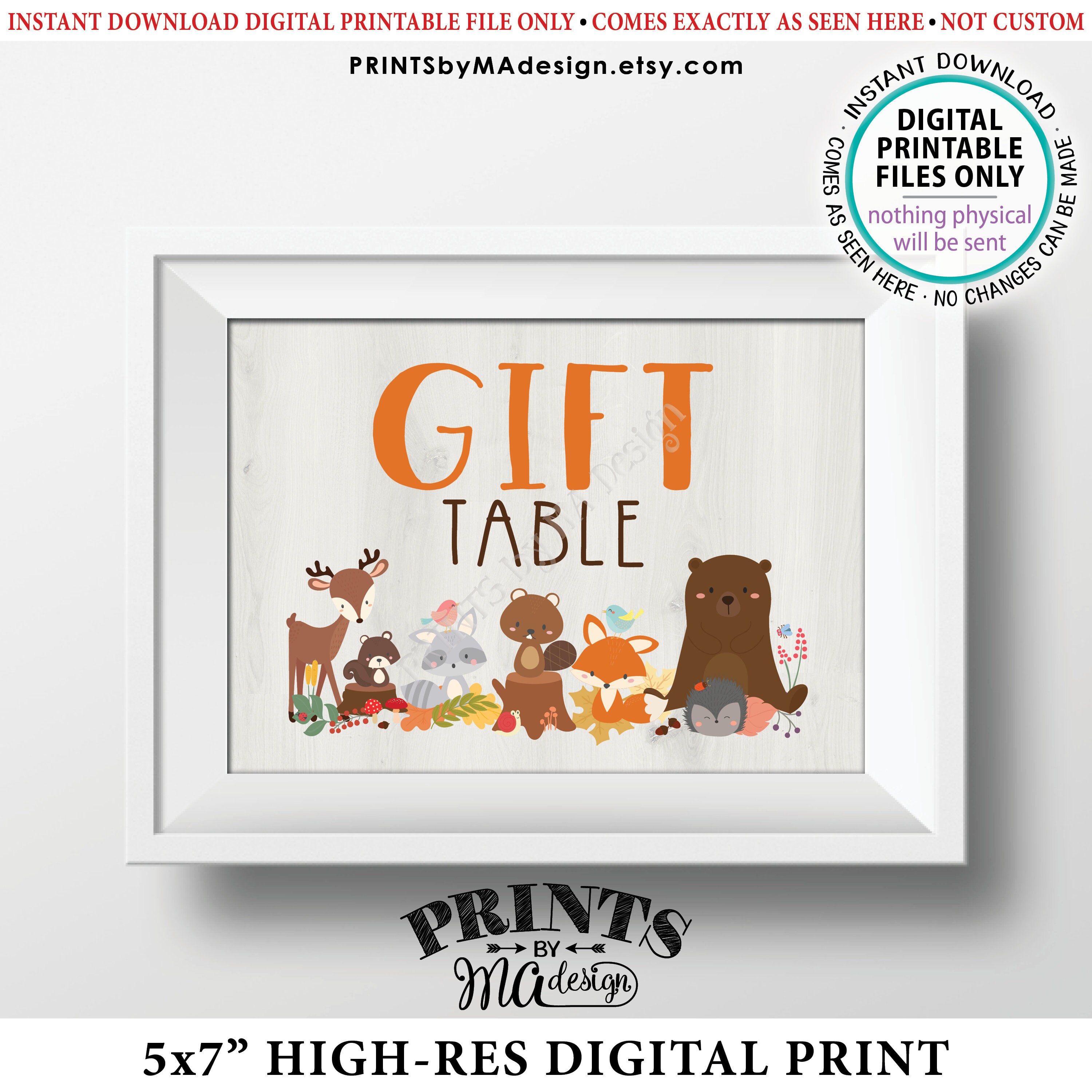 Woodland Baby Shower Gift Table Sign Gifts Sign Woodland Animals