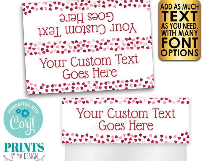 Valentine's Day Goodie Bag Labels, Happy Hearts Day Party Favors, PRINTABLE 5x7" Cards for Plastic Treat Bags <Edit Yourself with Corjl>