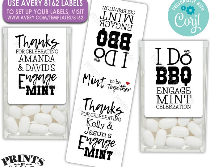 I Do BBQ Engagement Tic Tac Labels, Custom Engagement Party Candy Favors, One PRINTABLE Avery 8162 Label <Edit Yourself with Corjl>