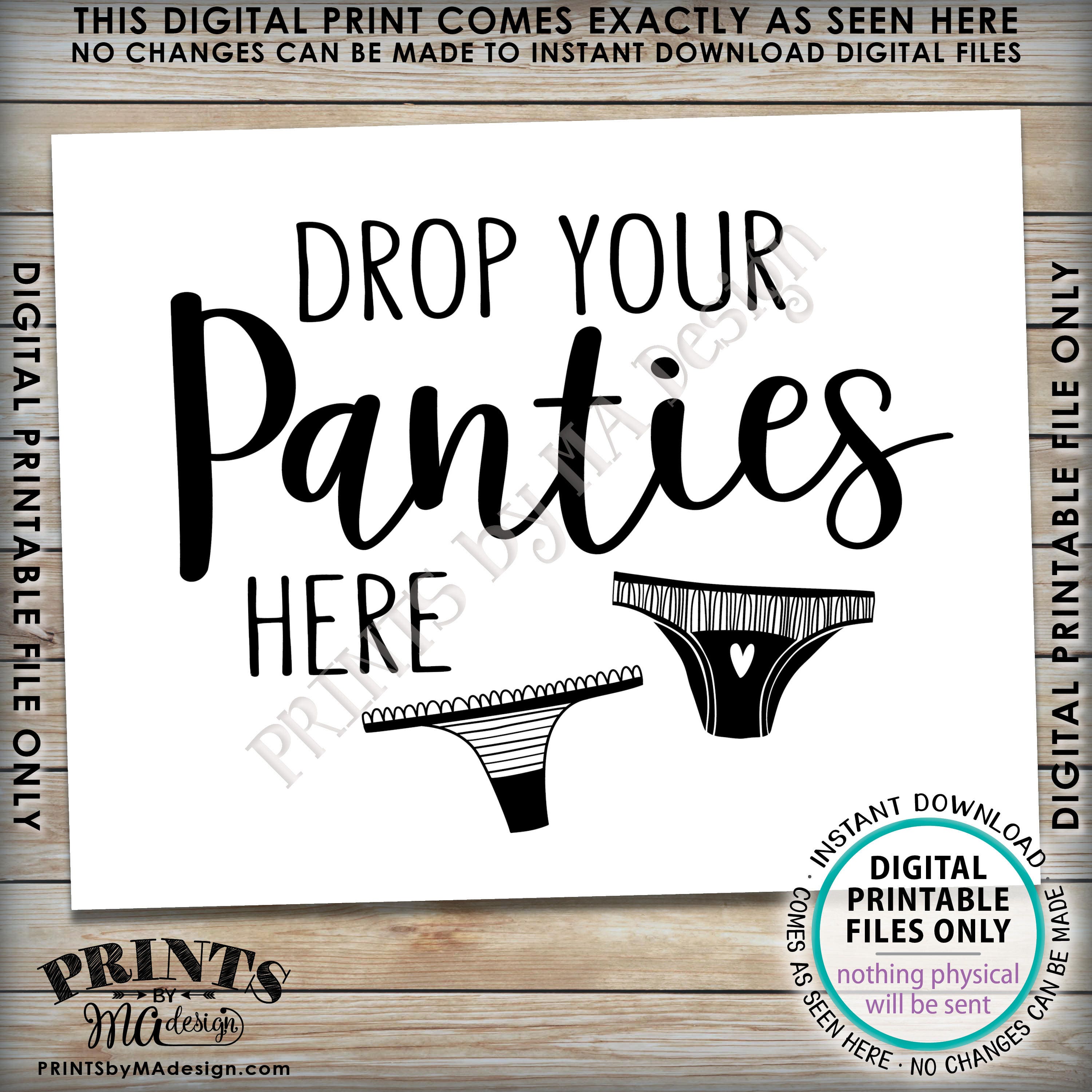 Drop Panties Here Panty Game, Bridal Shower Game Guess the Panties  Bachelorette Party Game, Bachelorette Idea, PRINTABLE 8x10 Sign