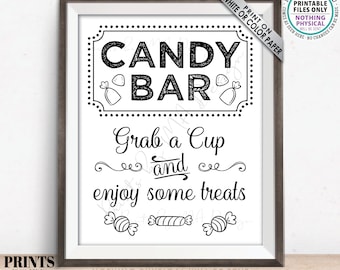 Candy Bar Sign, Grab a Cup And Enjoy Some Treats, Birthday, Graduation, Retirement, Wedding or Baby Shower, PRINTABLE 8x10/16x20” Sign <ID>