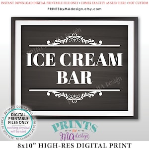 Ice Cream Bar Sign, Make Your Own Ice Cream Sundae Bar, Frozen Treats, Birthday Party, PRINTABLE 8x10” Chalkboard Style Ice Cream Sign &lt;ID&gt;