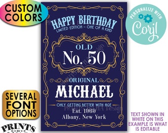 Happy Birthday Sign, Vintage Whiskey Themed Birthday Poster, Better with Age, Custom PRINTABLE 24x36" Sign <Edit Yourself with Corjl>