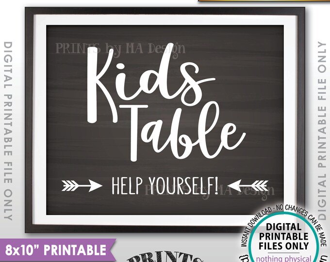 Wedding Kids Table Sign, Reception Activities for Kids Table Sign, Chalkboard Style PRINTABLE 8x10” Instant Download Wedding Sign