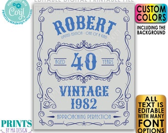 Vintage Birthday Sign, Better with Age Liquor Themed Party, Custom Text & Colors, PRINTABLE 8x10/16x20” Sign <Edit Yourself w/Corjl>