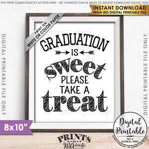 Graduation Party Decoration, Graduation is Sweet Please Take a Treat, Graduation Sign, 8x10” Printable Instant Download