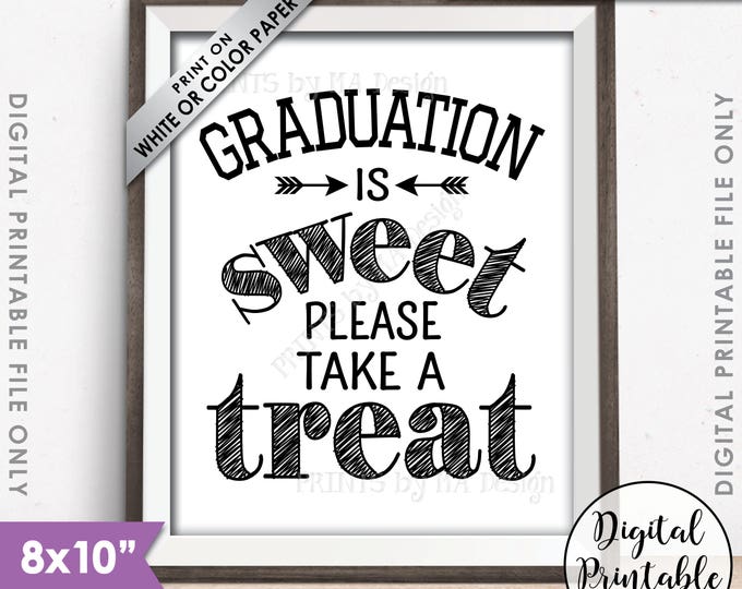 Graduation Party Decoration, Graduation is Sweet Please Take a Treat, Graduation Sign, 8x10” Printable Instant Download