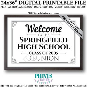 Class Reunion Sign, Welcome to the Reunion, High School Reunion, Custom Black & White PRINTABLE 24x36” Reunion Sign