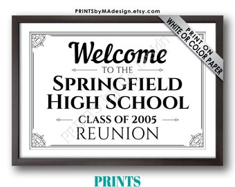 Class Reunion Sign, Welcome to the Reunion, High School Reunion, Custom Black & White PRINTABLE 24x36” Reunion Sign