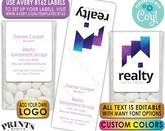 Realtor Tic Tac Labels, Custom Real Estate Stickers with your own Logo/Graphic, One PRINTABLE Avery 8162 Label <Edit Yourself with Corjl>