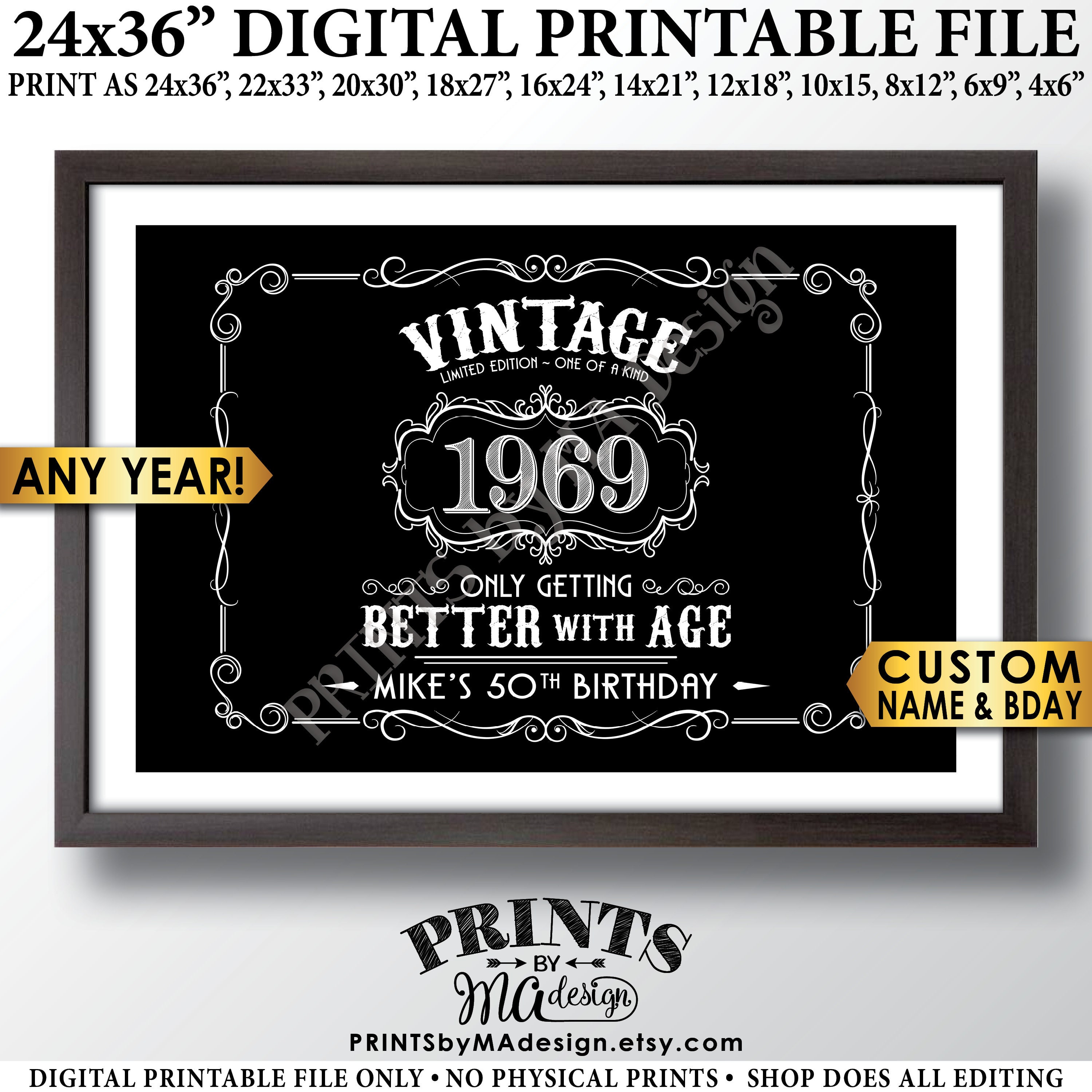 Vintage Birthday Sign Better With Age Liquor Themed Birthday Party