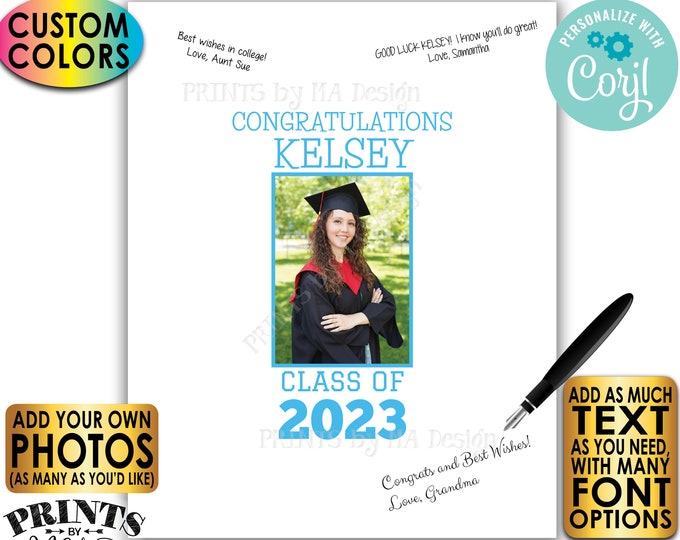 Graduation Party Signature Board, Guestbook Alternative, Add Unlimited Photos & Text, Custom PRINTABLE 16x20” Sign <Edit Yourself w/Corjl>