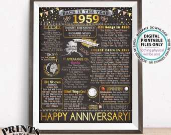 Back in 1959 Anniversary Poster Board, Flashback to 1959 Anniversary Decor, PRINTABLE 16x20” Sign, Anniversary Gift <ID>