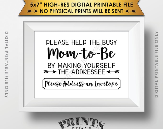 Baby Shower Address Envelope Sign, Help the Mom-to-Be Address an envelope, Thank You Envelope, Shower Decor, 5x7" Printable Instant Download