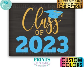 Editable Class Of Year Sign, Any Year, Custom PRINTABLE 8x10/16x20” Chalkboard Style Graduation Party Decoration <Edit Yourself w/Corjl>