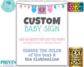 Editable Baby Theme Sign, Baby Shower, Pregnancy, Choose Your Text, One Custom PRINTABLE 8x10/16x20” Portrait Poster <Edit Yourself w/Corjl>