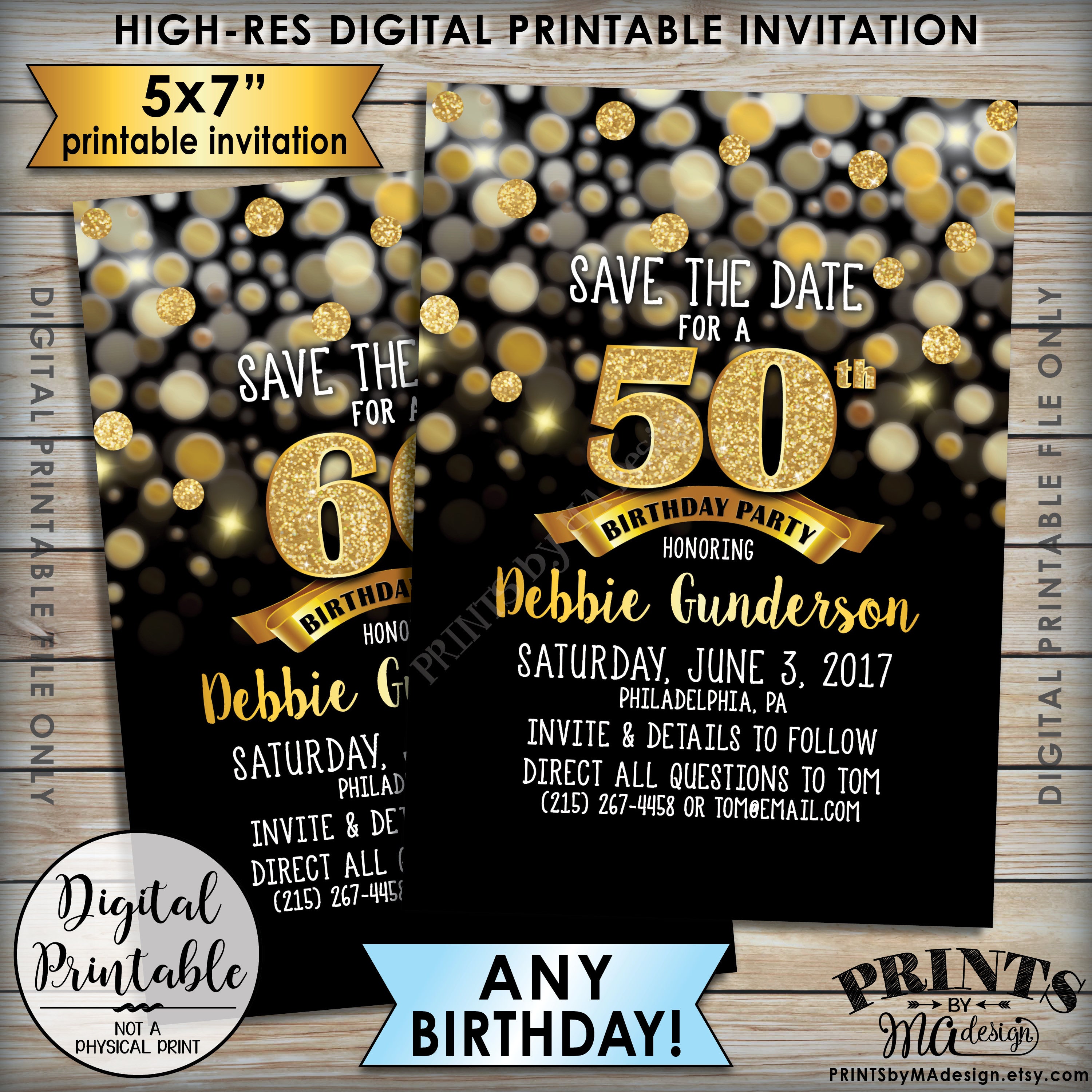 Birthday Party Save The Date Birthday Save The Date 30th 40th 50th 